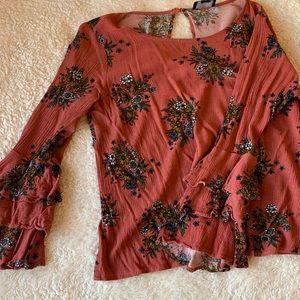 Orange floral dressy shirt